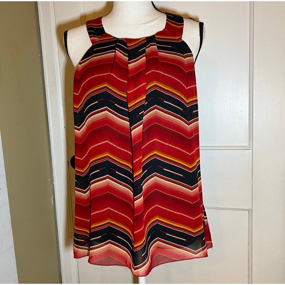 3/$30 By and By Red And Black Business Casual Keyhole Tank Top Size Medium